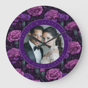 Reloj Redondo Grande Boda de flores silvestres de claveles lindos