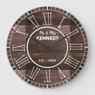 Reloj Redondo Grande Boda de madera de pajar ruidosa