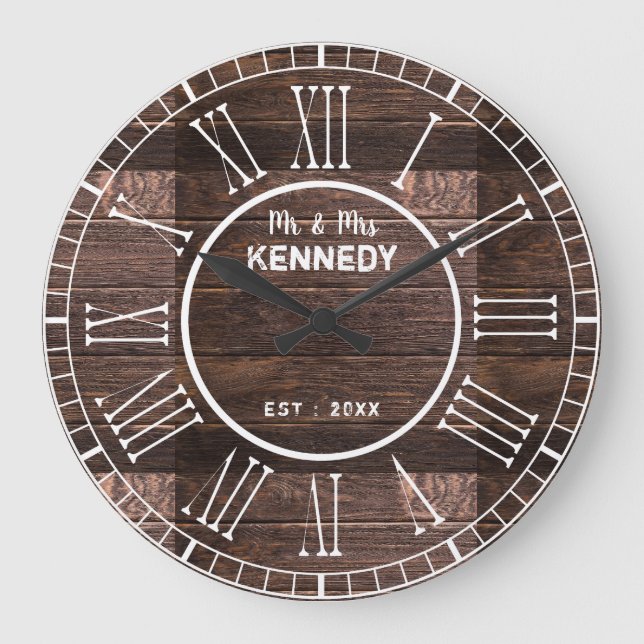 Reloj Redondo Grande Boda de madera de pajar ruidosa (Anverso)