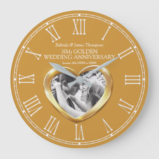 Reloj Redondo Grande Boda de oro 50 aniversario personalizado corazón d
