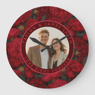 Reloj Redondo Grande Boda en el bosque inspirada en coloridas claveles