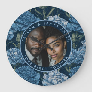 Reloj Redondo Grande Boda floral de jardín de clavel trendy