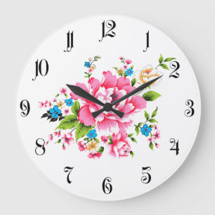 Reloj Redondo Grande Boda Pink Peony ramo de flores