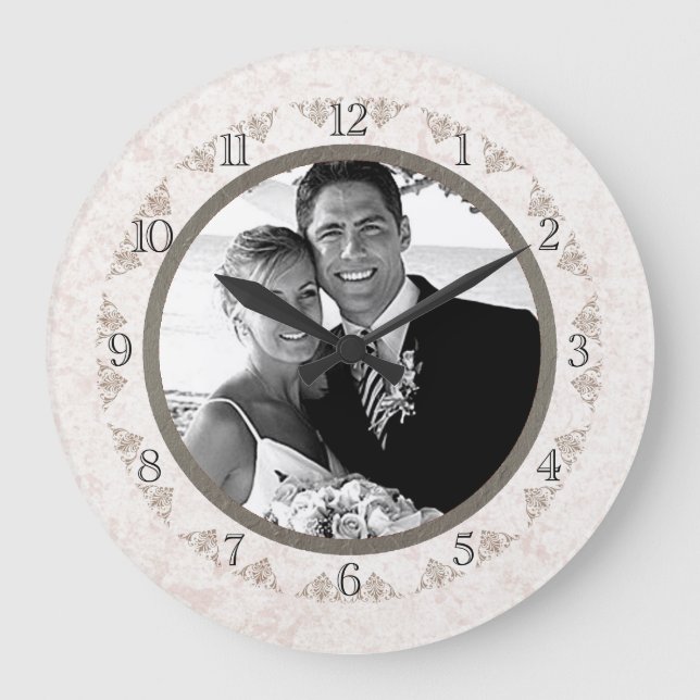 Reloj Redondo Grande Boda Romántico de Marfil Scallop Foto (Anverso)