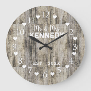 Reloj Redondo Grande Boda ruso de madera marrón personalizada