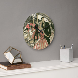 Reloj Redondo Grande Boda Vintage Art Deco, Primer Baile de Recién Casa