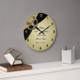 Reloj Redondo Grande Bodas de Oro Negro 50 Aniversario de Boda