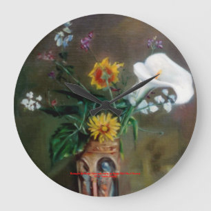 Reloj Redondo Grande Bodegón de flores/Still life of flowers