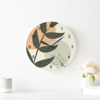 Reloj Redondo Grande Boho Abstract Leaf Wall Clock