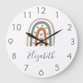Reloj Redondo Grande Boho arcoiris marrón beige gris criadero blanco li