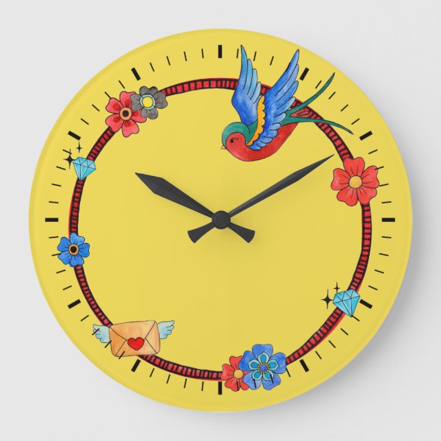 Reloj Redondo Grande Boho Bluebird Wall Clock (Anverso)