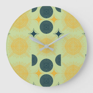 Reloj Redondo Grande Boho Celestial Sun Moon Mint