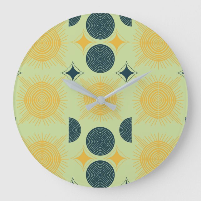 Reloj Redondo Grande Boho Celestial Sun Moon Mint  (Anverso)