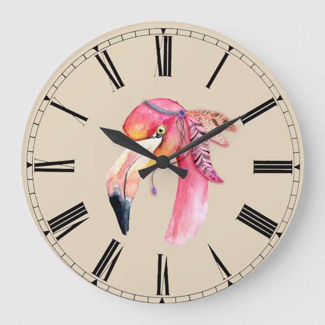 Reloj Redondo Grande Boho Fiona Flamingo Wall Clock (Anverso)