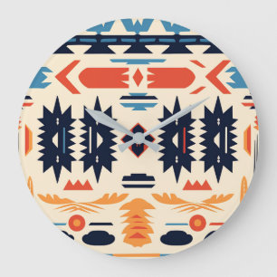 Reloj Redondo Grande Boho geométrico azteca tribal del suroeste