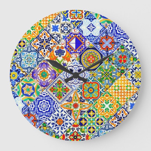 Reloj Redondo Grande Boho Tile (Anverso)