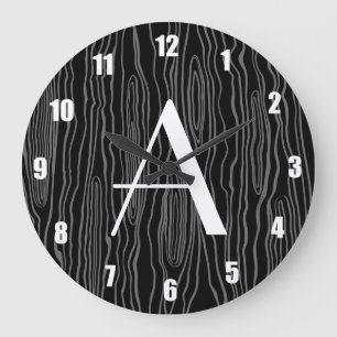 Reloj Redondo Grande Bois negros del monograma falsos