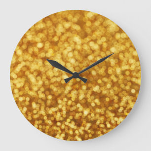 Reloj Redondo Grande Bokeh de luz dorada Resumen de fondo