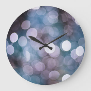 Reloj Redondo Grande Bokeh gris azul, fondo abstracto.