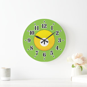 Reloj Redondo Grande Bola amarilla Billiard Número Uno