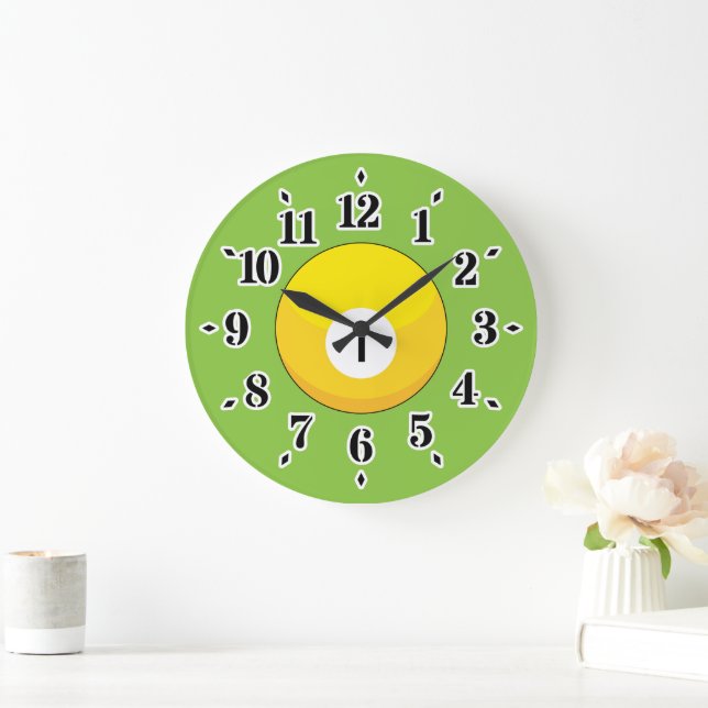 Reloj Redondo Grande Bola amarilla Billiard Número Uno (Hogar)
