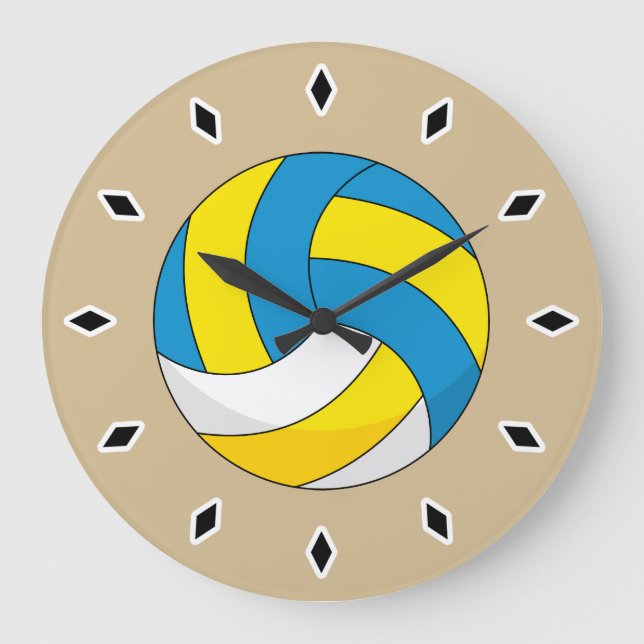 Reloj Redondo Grande Bola de voleibol personalizado (Anverso)