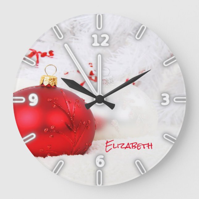 Reloj Redondo Grande Bolas de Navidades Adorables - Personalizadas (Anverso)