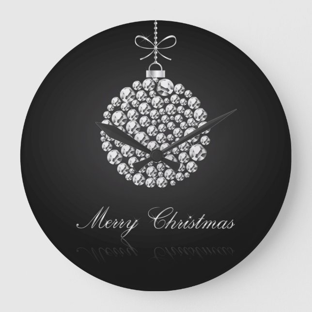 Reloj Redondo Grande Bolas de Navidades Diamonds (Anverso)