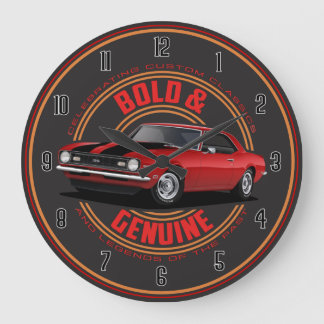 Reloj Redondo Grande Bold Red Camaro Large Clock