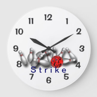 Reloj Redondo Grande Bolos rojos de la bola de la huelga