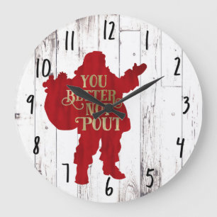 Reloj Redondo Grande Bolsa de juguetes de Santa Rojo y Dorado Más vale 
