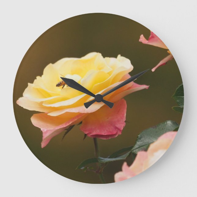 Reloj Redondo Grande Bolsa de Rose y Abeja (Anverso)