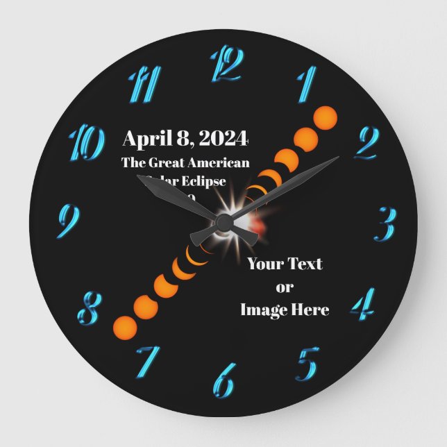 Reloj Redondo Grande Bolsillo de eclipse solar total de 2024 (Anverso)