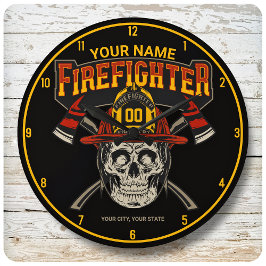 Reloj Redondo Grande Bombero de casco falso artificial personalizado