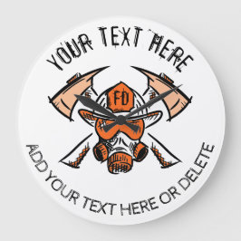 Reloj Redondo Grande Bomberos. Bomberos. Plantilla de ideas de regalo