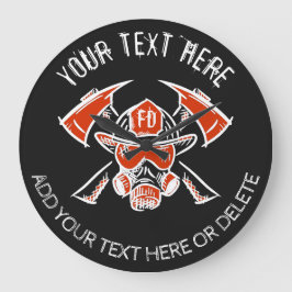 Reloj Redondo Grande Bomberos. Bomberos. Plantilla de regalo