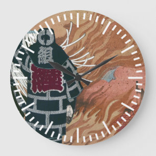 Reloj Redondo Grande Bomberos japoneses en un mar de llamas por