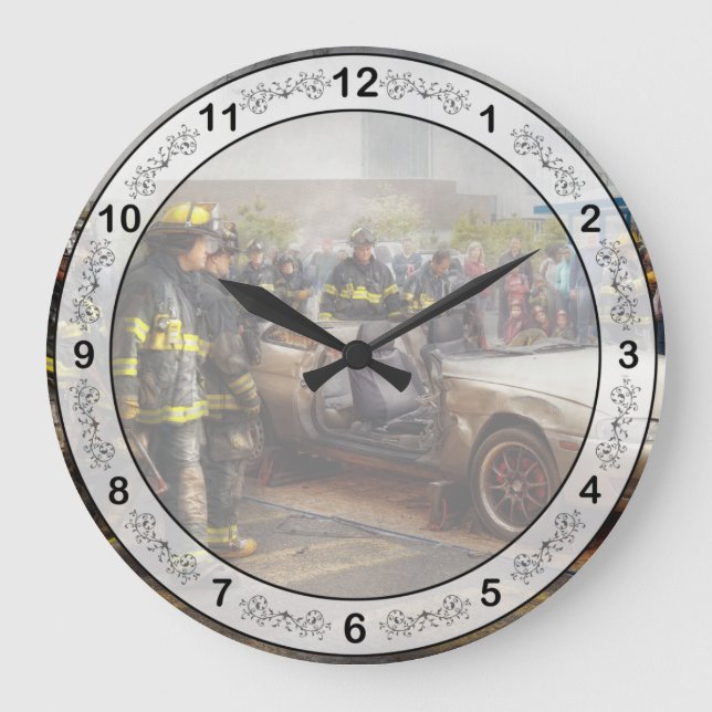 Reloj Redondo Grande Bomberos - la demostración del fuego (Anverso)