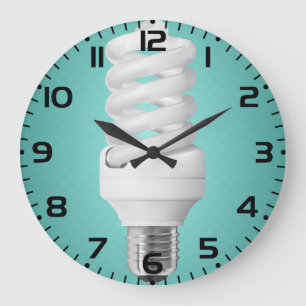 Reloj Redondo Grande Bombilla Fluorescente Compacta Espiral Moderna