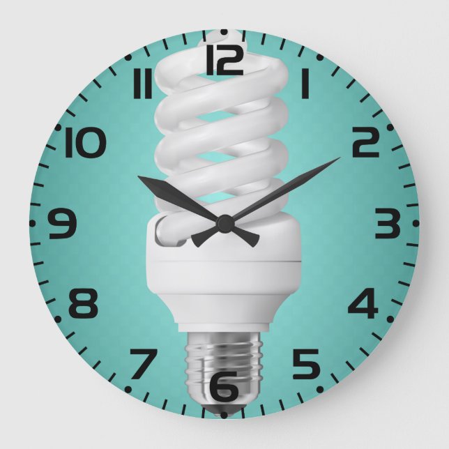 Reloj Redondo Grande Bombilla Fluorescente Compacta Espiral Moderna (Anverso)
