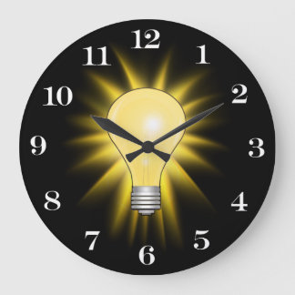 Reloj Redondo Grande Bombilla luminosa de ideas brillante (números extr