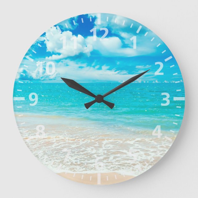 Reloj Redondo Grande Bonita playa de verano (Anverso)