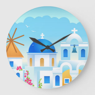 Reloj Redondo Grande Bonita Santorin Grecia