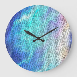 Reloj Redondo Grande Bonito Aqua Blue Purple Pastel Mosaic