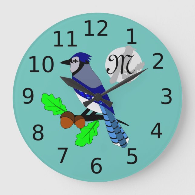Reloj Redondo Grande Bonito azul Jay Bird (Anverso)