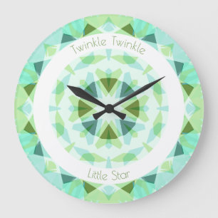 Reloj Redondo Grande Bonito Blue Green Twinkle Little Star Baby Nursera