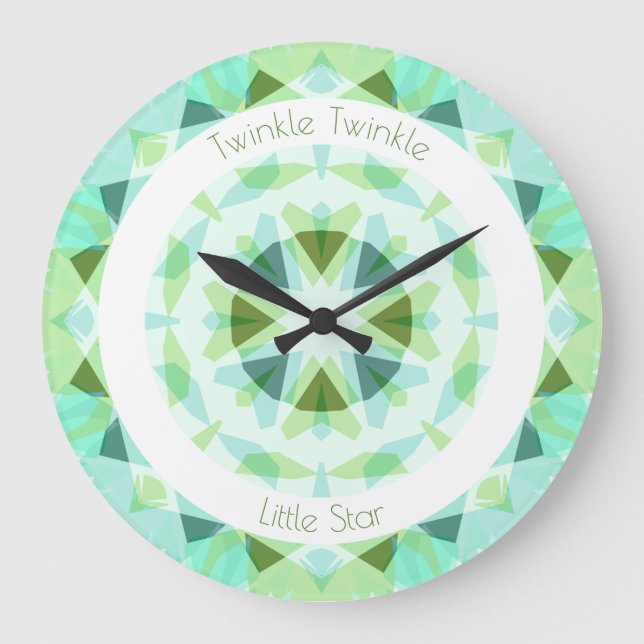 Reloj Redondo Grande Bonito Blue Green Twinkle Little Star Baby Nursera (Anverso)