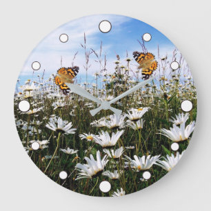 Reloj Redondo Grande Bonito Daisy Meadow con mariposas