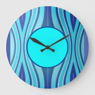 Reloj Redondo Grande Bonito en aguas azules abstractas no personalizada