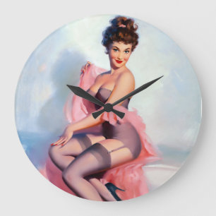 Reloj Redondo Grande Bonito en el Pin rosado para arriba